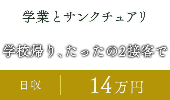 学業とサンクチュアリ／学校帰り、たったの2接客で／日収14万円